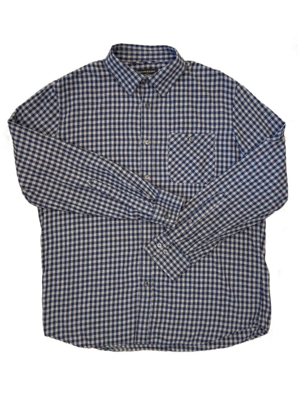 Banana Republic Men’s Standard Fit Large Blue Plaid Cotton Button Down Shirt